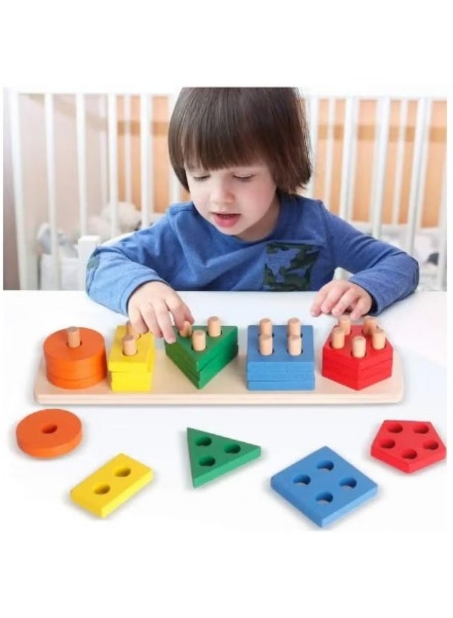 ألعاب للأطفال من عمر سنة إلى ثلاث سنوات، أولاد وبنات، ألعاب خشبية للفرز والتكديس